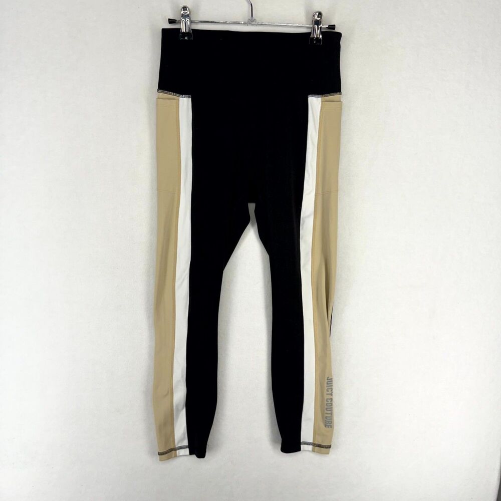 Juicy Couture Black/Tan/White Workout Leggings Womens Size‎ M
